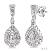 1/20 ctw Pear Shape Single Cut Diamond Earrings in Sterling Silver