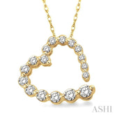 1/4 ctw Diamond Journey Heart Pendant in 14K Yellow Gold with chain