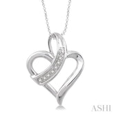 1/20 ctw Single Cut Diamond Heart Pendant in Sterling Silver with Chain