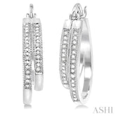 1/10 ctw Single Cut Diamond Double Row Earrings in Sterling Silver