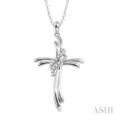 1/20 ctw Single Cut Diamond Cross Pendant in Sterling Silver with Chain