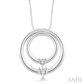 1/20 ctw Round Cut Diamond Circle Pendant in Sterling Silver with Chain