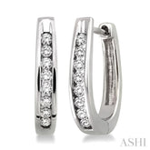 1/4 ctw Round Cut Diamond Loop Earrings in Sterling Silver
