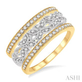 1/2 ctw Round Cut Diamond Triple Band Set in 14K White and Yellow Gold