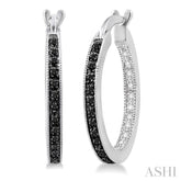 1/3 ctw White and Black Diamond Hoop Earrings in Sterling Silver