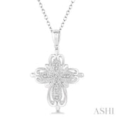 1/20 ctw Round Cut Diamond Cross Pendant in Sterling Silver with Chain