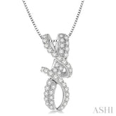 1/2 ctw Round Cut Diamond Pendant in 14K White Gold with Chain