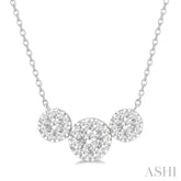 2 ctw 3-Stone Lovebright Round Cut Diamond Necklace in 14K White Gold