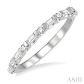 3/8 ctw Baguette and Round Cut Diamond Stackable Band in 14K White Gold
