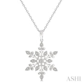 1/20 ctw Snowflake Lattice Round Cut Diamond Pendant With Chain in Sterling Silver