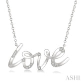 1/20 ctw Love Scribed Round Cut Diamond Pendant With Chain in Sterling Silver