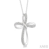 1/50 ctw Infinity Cross Round Cut Diamond Pendant With Chain in Sterling Silver