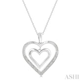 1/50 ctw Twin Heart Round Cut Diamond Pendant With Chain in Sterling Silver