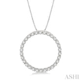 1 ctw Round Cut Diamond Circle of Love Pendant with Chain in 14K White Gold