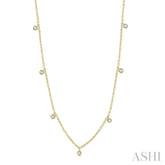 1/4 ctw Mini Mount Round Cut Diamond Station Necklace in 14K Yellow Gold