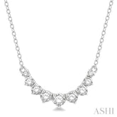1/2 ctw Graduated Diamond Smile Necklace in 14K White Gold