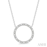 1/2 ctw Circle Baguette and Round Cut Diamond Pendant in 14K White Gold