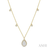 3/4 ctw Pear Shape Lovebright Round Cut Diamond Necklace in 14K Yellow and White Gold