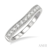 1/3 ctw Arched Round Cut Diamond Wedding Band in 14K White Gold
