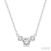 1/4 ctw Three Stone Round Cut Diamond Necklace in 14K White Gold