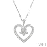 1/6 ctw Round Cut Diamond Fleur De Lis Heart Pendant With Chain in 10K White Gold