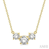 3/4 ctw Three Stone Round Cut Diamond Necklace in 14K Yellow Gold