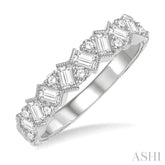5/8 ctw Zigzag Baguette and Round Cut Diamond Ring in 14K White Gold
