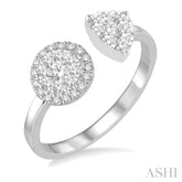 1/2 ctw Round and Pear Shape Diamond Lovebright Ring in 14K White Gold