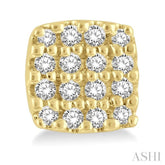 1/8 Ctw Cushion Shape Round Cut Diamond Petite Fashion Earring in 10K Yellow Gold
