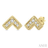 1/20 ctw Inverted Chevron Round Cut Diamond Petite Fashion Earring in 10K Yellow Gold