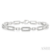 1/6 ctw Round Cut Diamond Paperclip Bracelet in Sterling Silver