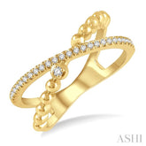 1/6 ctw Criss-Cross Split Shank Round Cut Diamond Fashion Ring in 10K Yellow Gold