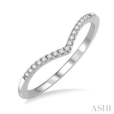 1/10 ctw Chevron Round Cut Diamond Petite Ring in 10K White Gold