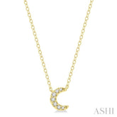 1/20 ctw Crescent Round Cut Diamond Petite Fashion Pendant With Chain in 10K Yellow Gold