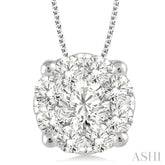 2 ctw Lovebright Round Cut Diamond Pendant in 14K White Gold with Chain