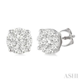 1 ctw Round Cut Lovebright Diamond Stud Earrings in 14K White Gold