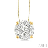 1 ctw Lovebright Round Cut Diamond Pendant in 14K Yellow and White Gold with Chain