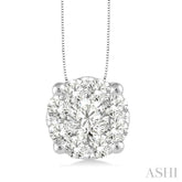 3/4 ctw Lovebright Round Cut Diamond Pendant in 14K White Gold with Chain