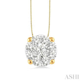 3/4 ctw Lovebright Round Cut Diamond Pendant in 14K Yellow and White Gold with Chain