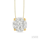 1/2 ctw Lovebright Round Cut Diamond Pendant in 14K Yellow and White Gold with Chain