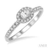 1/3 ctw Oval Shape Round Cut Diamond Fashion Petite Ring with 1/6 ct Oval Cut Center Stone in 14K White Gold