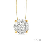 1/3 ctw Lovebright Round Cut Diamond Pendant in 14K Yellow and White Gold with Chain