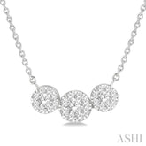 1/3 ctw 3-Stone Lovebright Round Cut Diamond Necklace in 14K White Gold