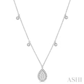 3/4 ctw Pear Shape Lovebright Round Cut Diamond Necklace in 14K White Gold