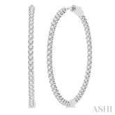 4 ctw Inside-Out Round Cut Diamond 1 1/2 Inch Hoop Earrings in 14K White Gold