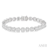 7 ctw Round Cut Diamond Lovebright Tennis Bracelet in 14K White Gold