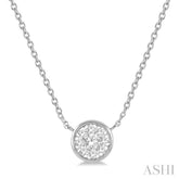 1/6 ctw Round Shape Lovebright Diamond Pendant With Chain in 14K White Gold