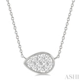 1/3 ctw Pear Shape Lovebright Diamond Pendant With Chain in 14K White Gold