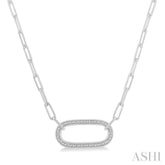 1/10 ctw Round Cut Diamond Paperclip Pendant in Sterling Silver