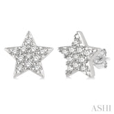 1/10 ctw Star Round Cut Diamond Petite Fashion Earring in 10K White Gold